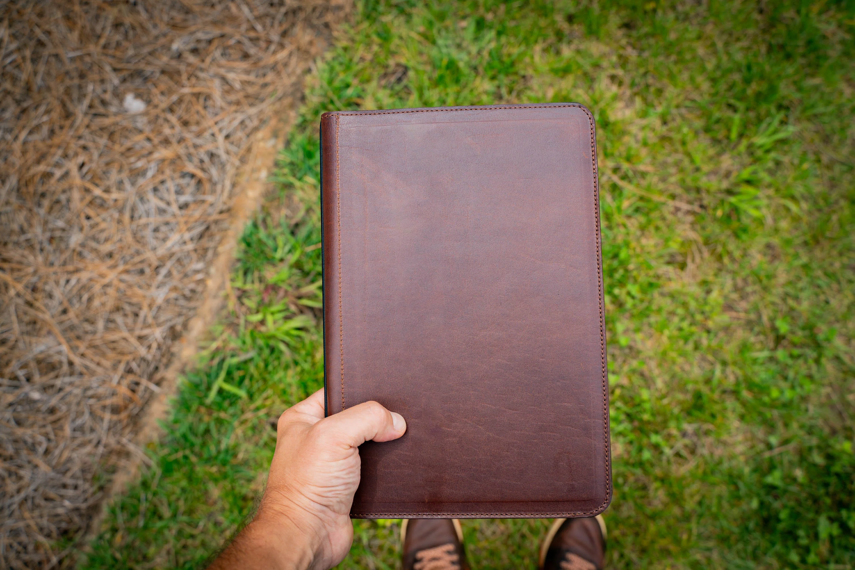All Leather Menu Cover - Chestnut - Image 3