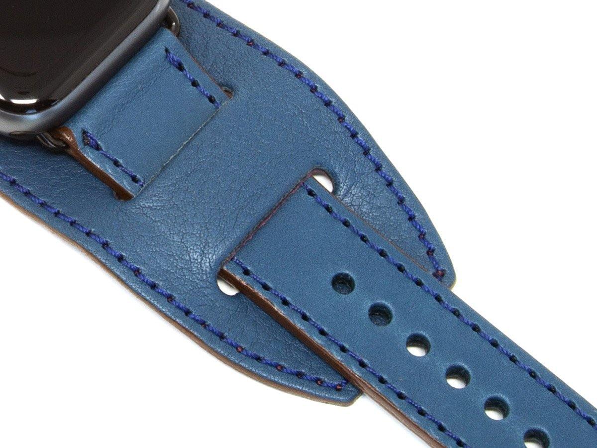 Apple Watch Cuff Band Of Italian Leather - Blue - Image 3