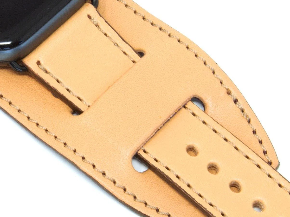 Apple Watch Cuff Band Of Italian Leather - Cream - Image 3