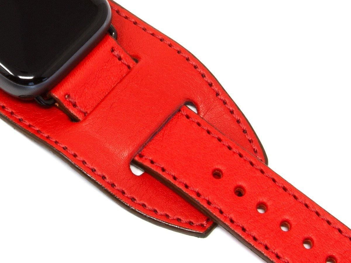 Apple Watch Cuff Band Of Italian Leather - Red - Image 3
