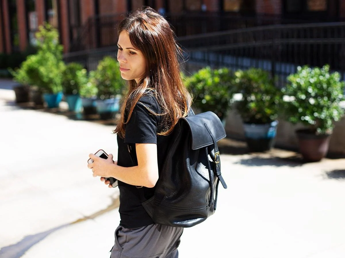 Backpack Charlotte Of Soft Pebble Leather - Black - Image 5