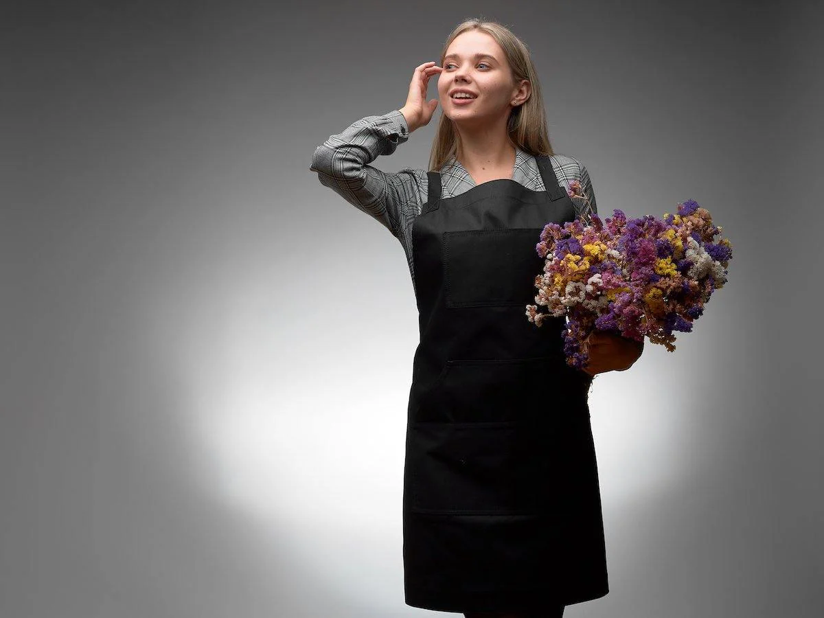 Bib Apron with Pockets - Black - Image 5