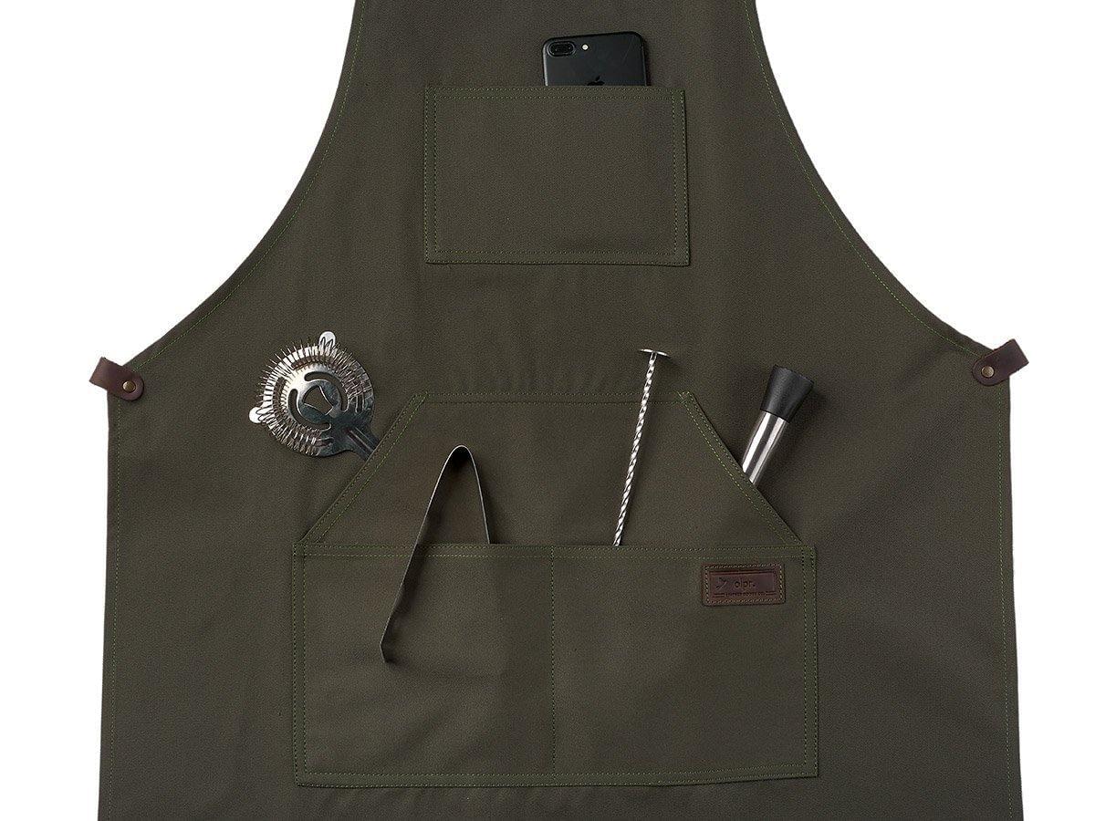Bib Apron with Pockets - Olive - Image 4