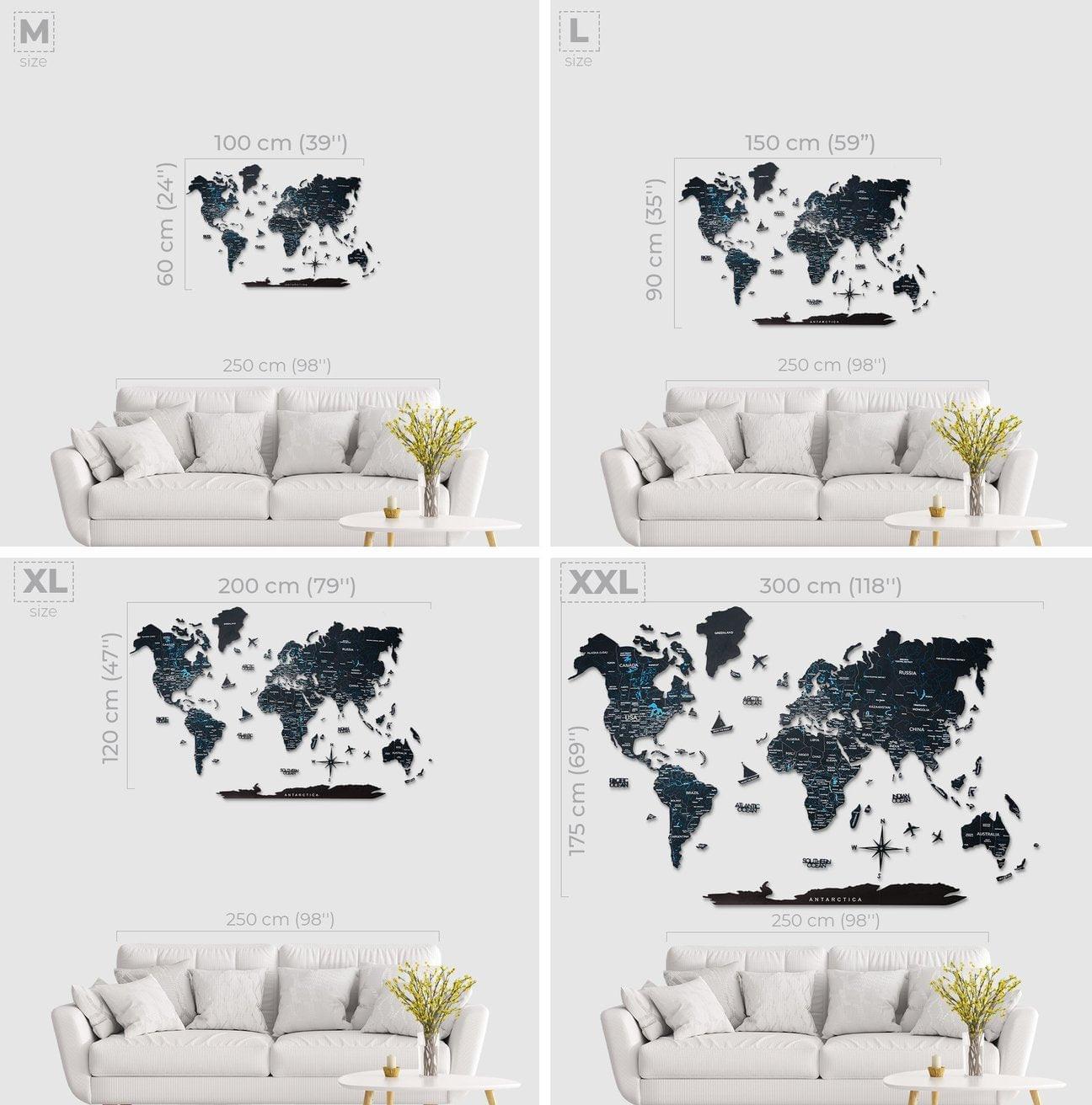 Black 2D Wooden World Map - Image 3
