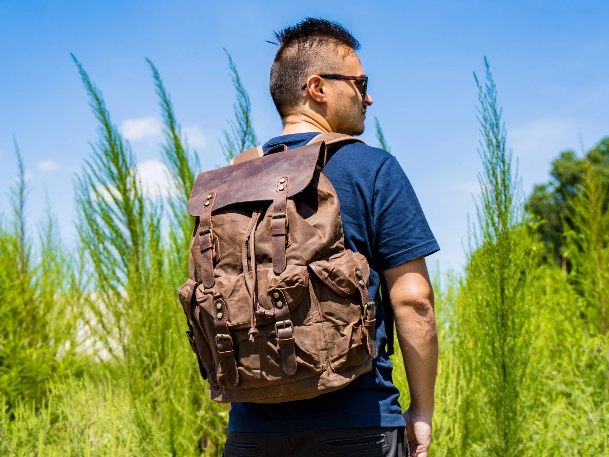 Canvas and Crazy Horse Leather Backpack Adventure - Image 3