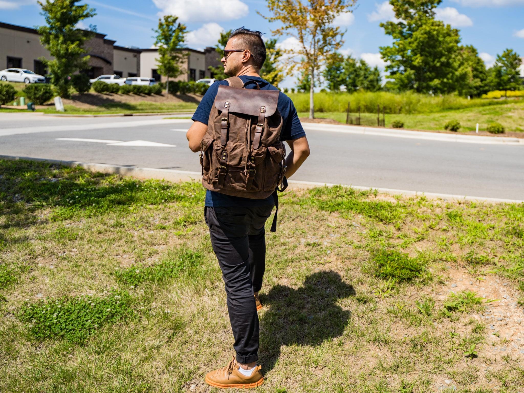 Canvas and Crazy Horse Leather Backpack Adventure for Man - Image 6