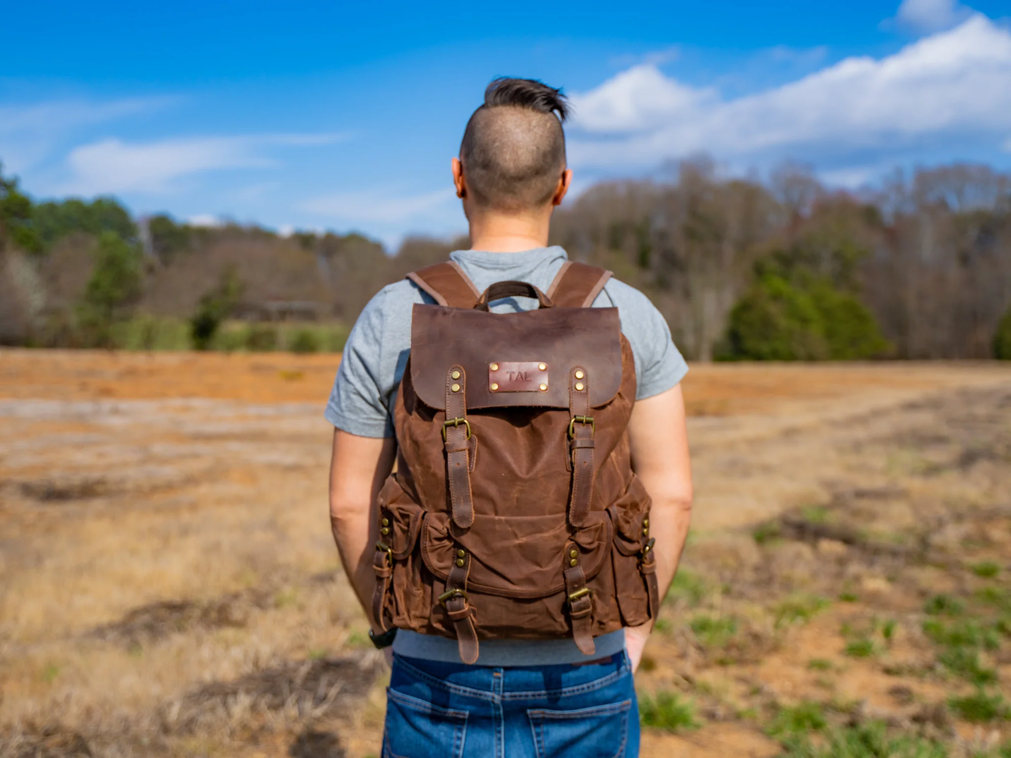 Canvas and Crazy Horse Leather Backpack Adventure for Man - Image 8