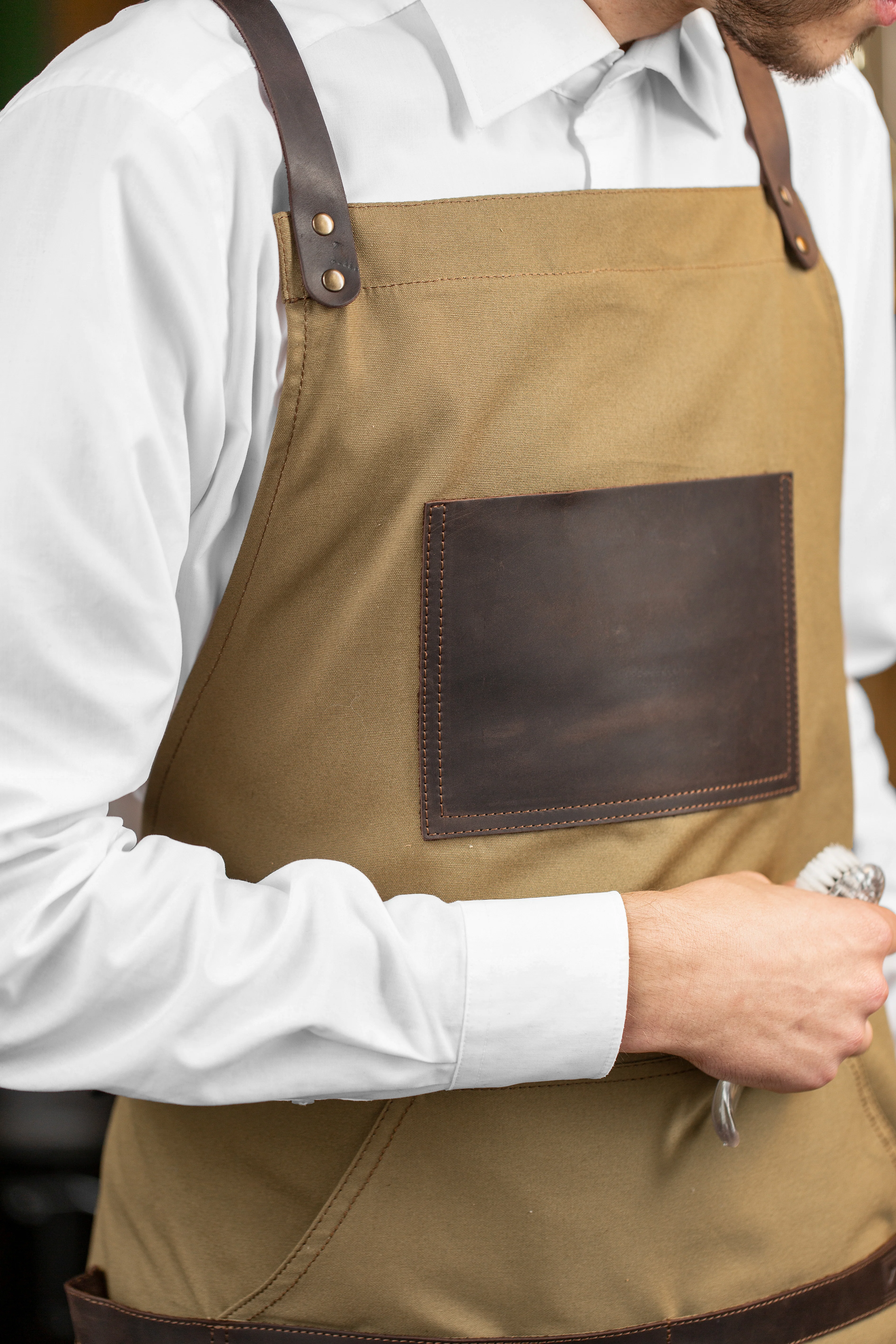 Canvas and Leather Apron - Camel - Image 6