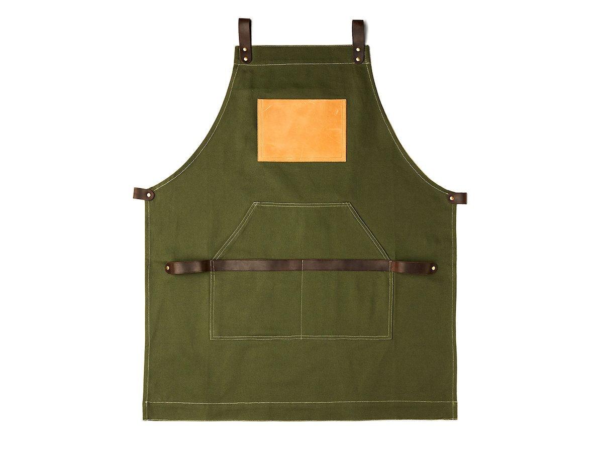 Canvas and Leather Apron - Green - Image 2