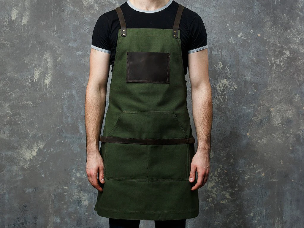 Canvas and Leather Apron - Green - Image 5
