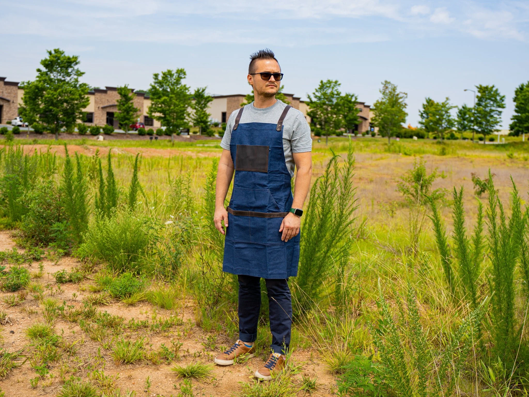 Canvas and Leather Apron - Light Denim