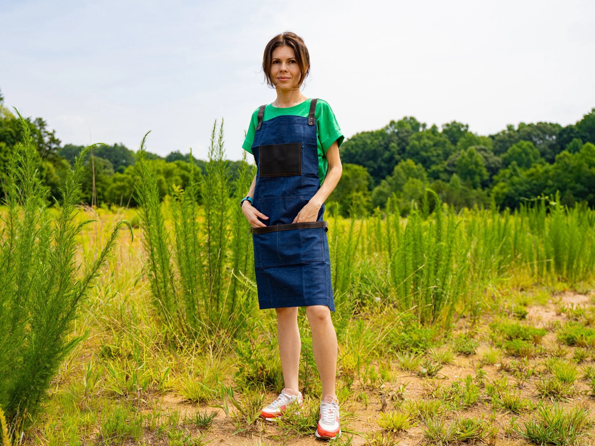 Canvas and Leather Apron - Light Denim - Image 2