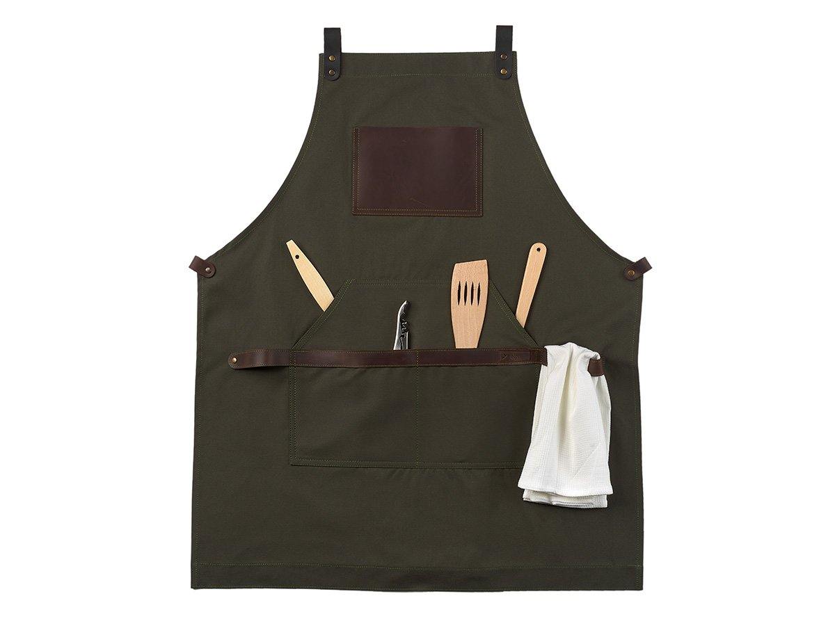 Canvas and Leather Apron - Olive - Image 3
