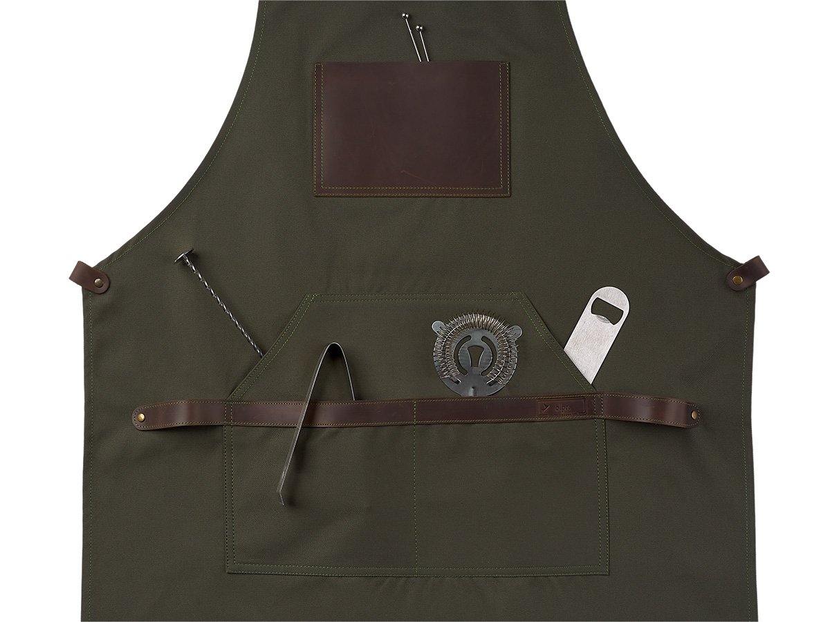 Canvas and Leather Apron - Olive - Image 4