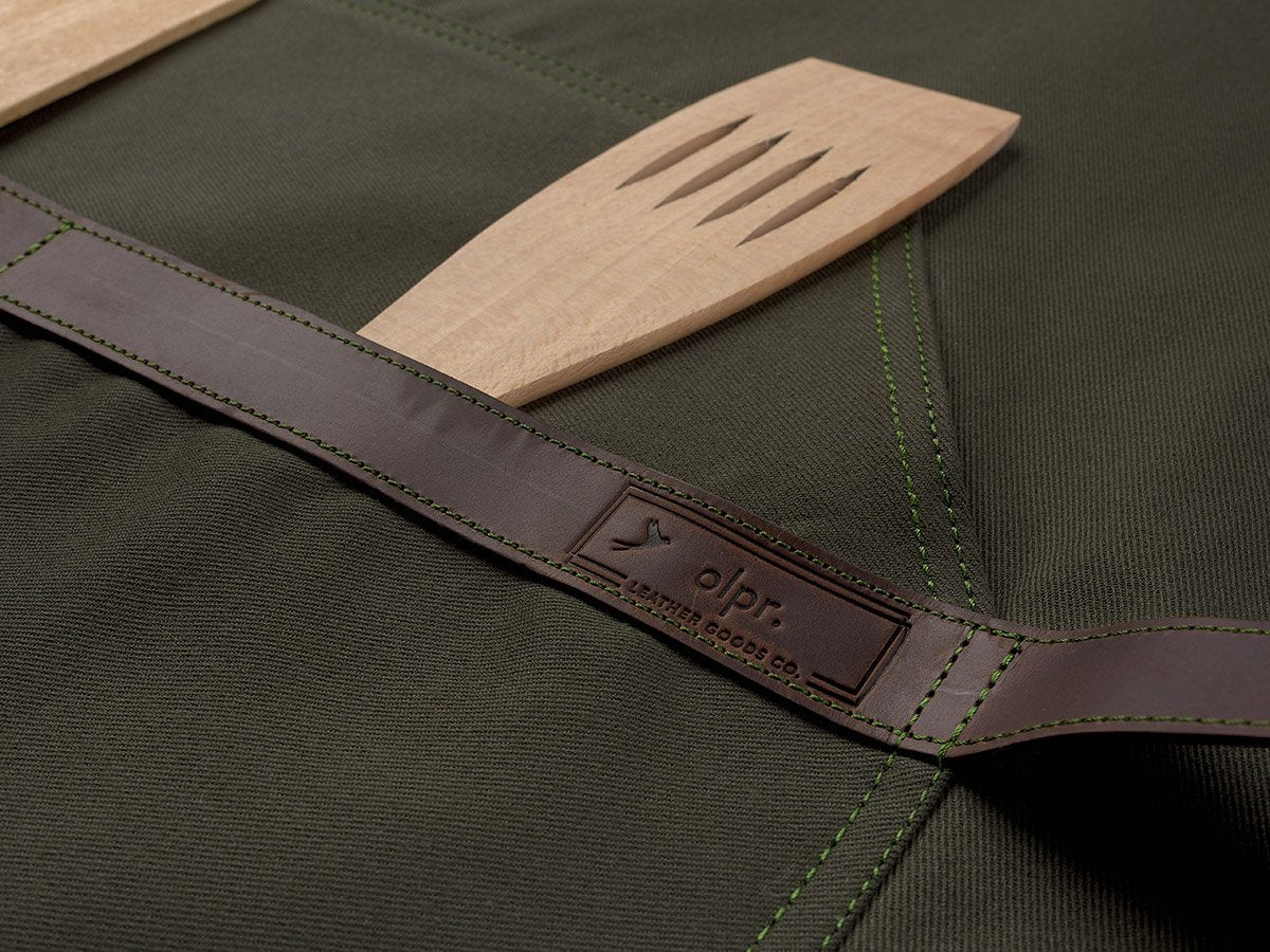 Canvas and Leather Apron - Olive - Image 5