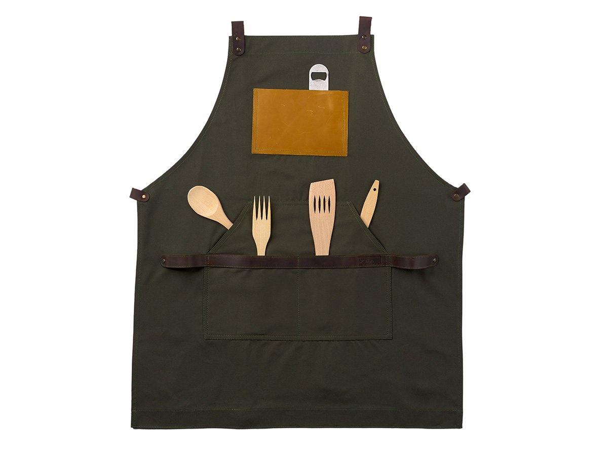 Canvas and Leather Apron - Olive - Image 6