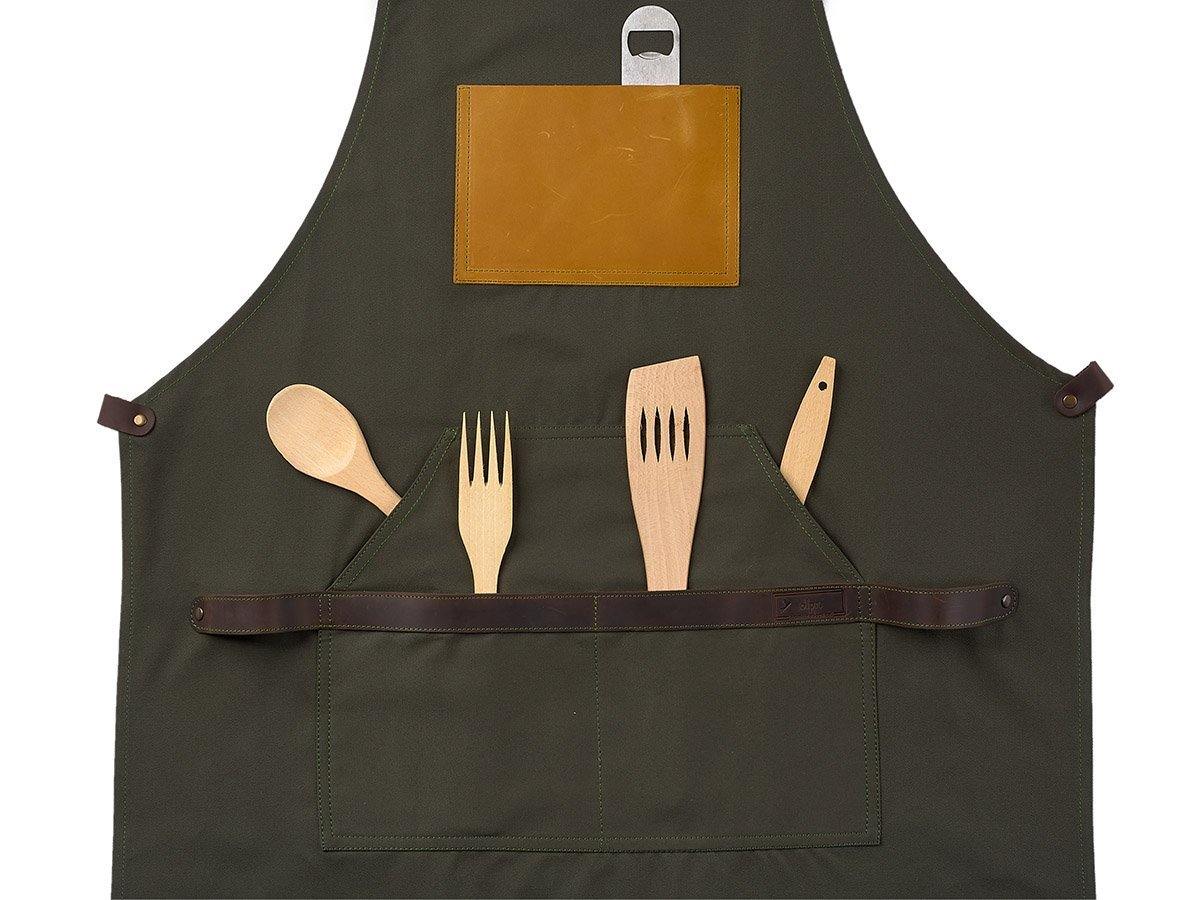 Canvas and Leather Apron - Olive - Image 7