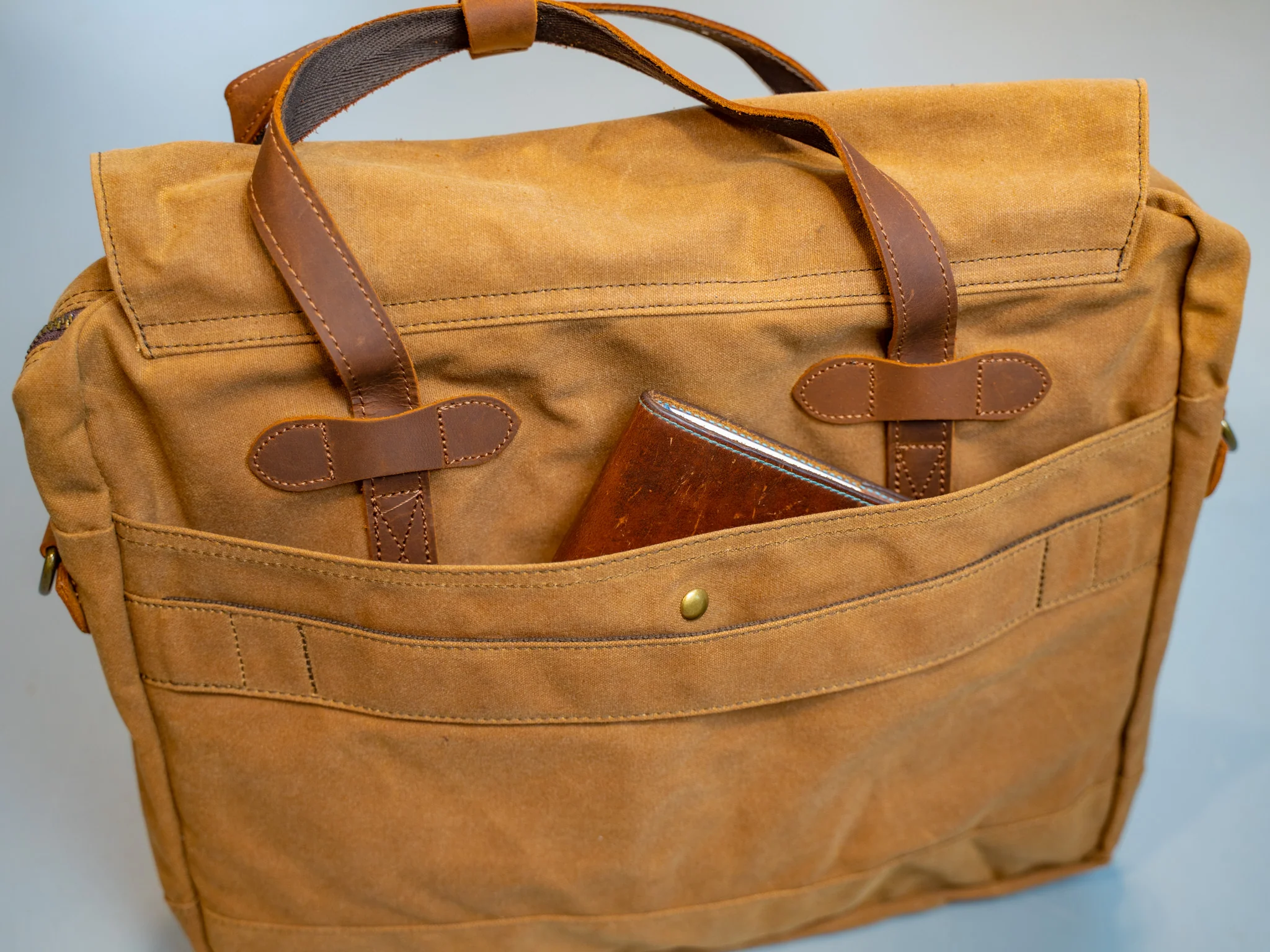 Canvas and Leather Briefcase Marty - Camel - Image 7