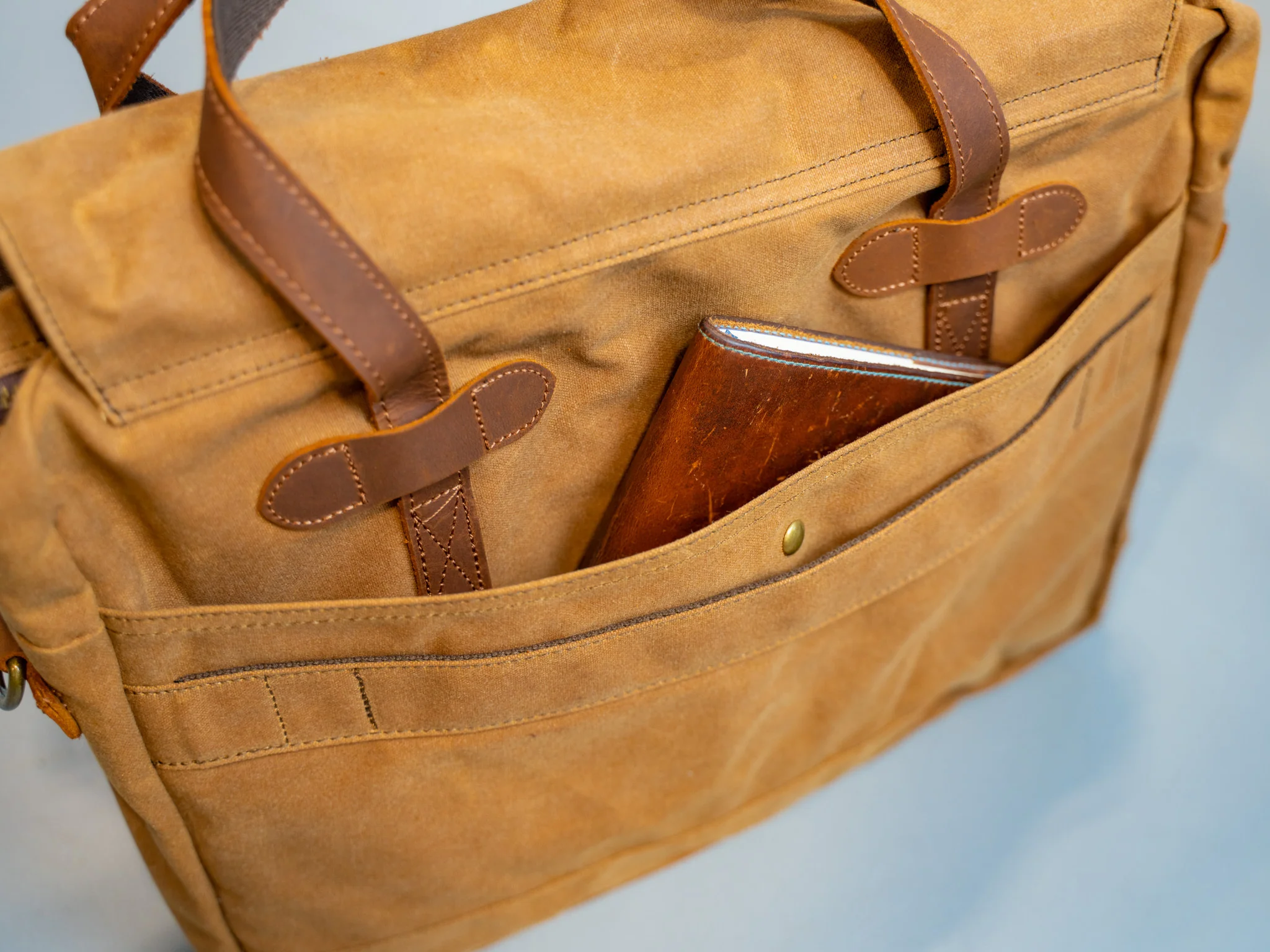 Canvas and Leather Briefcase Marty - Charcoal - Image 6