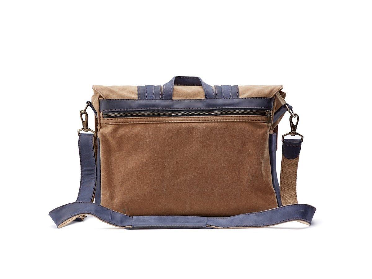 Canvas and Leather Messenger Bag - Navy - Image 3