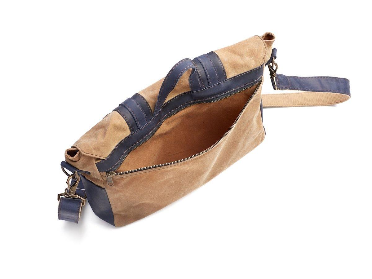 Canvas and Leather Messenger Bag - Navy - Image 4