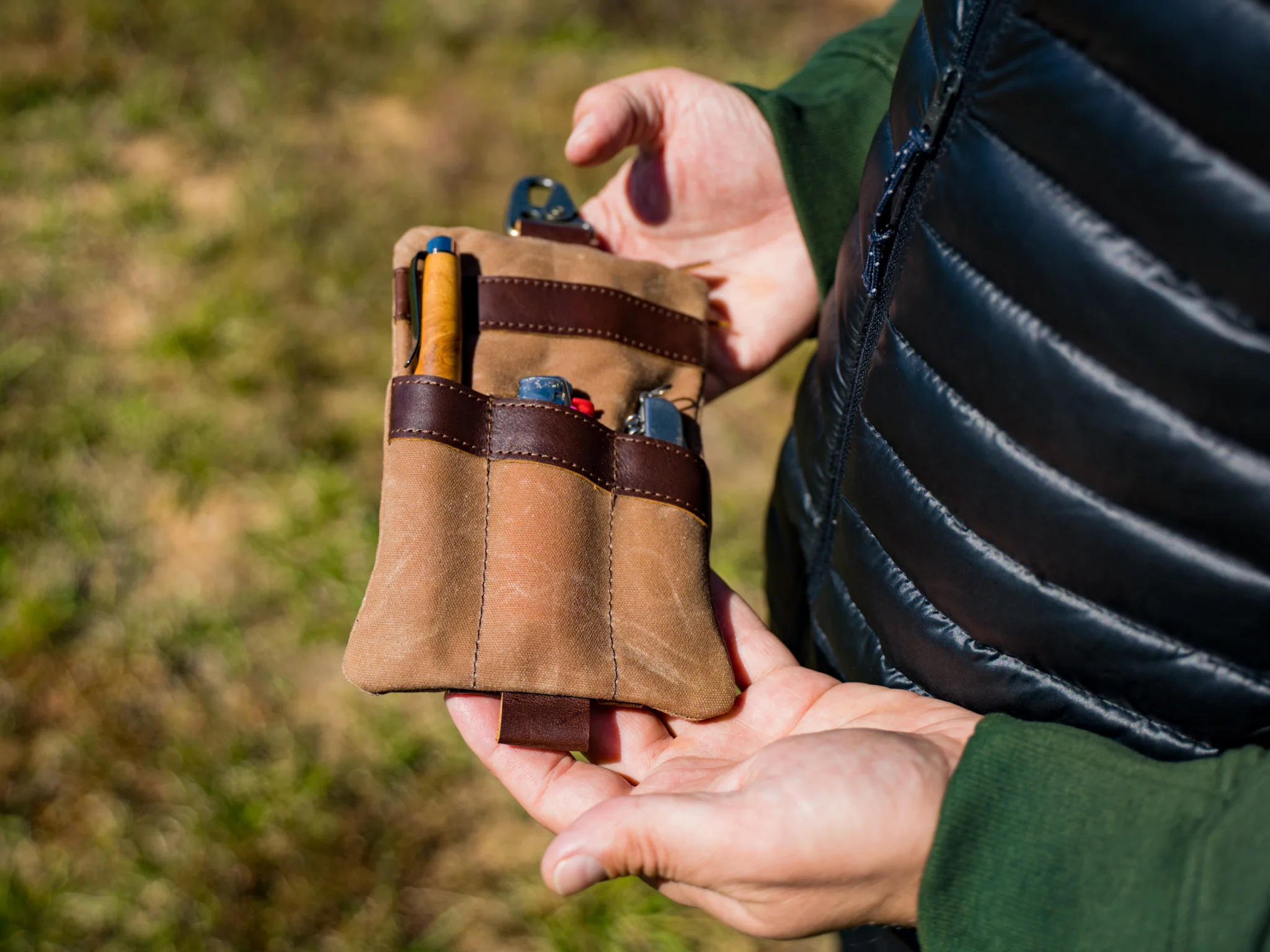 Canvas and Leather Multitool Pouch - Chestnut - Image 2