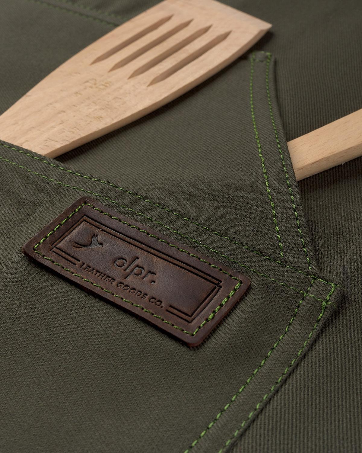 Canvas Bib Apron with Pockets - Olive - Image 2