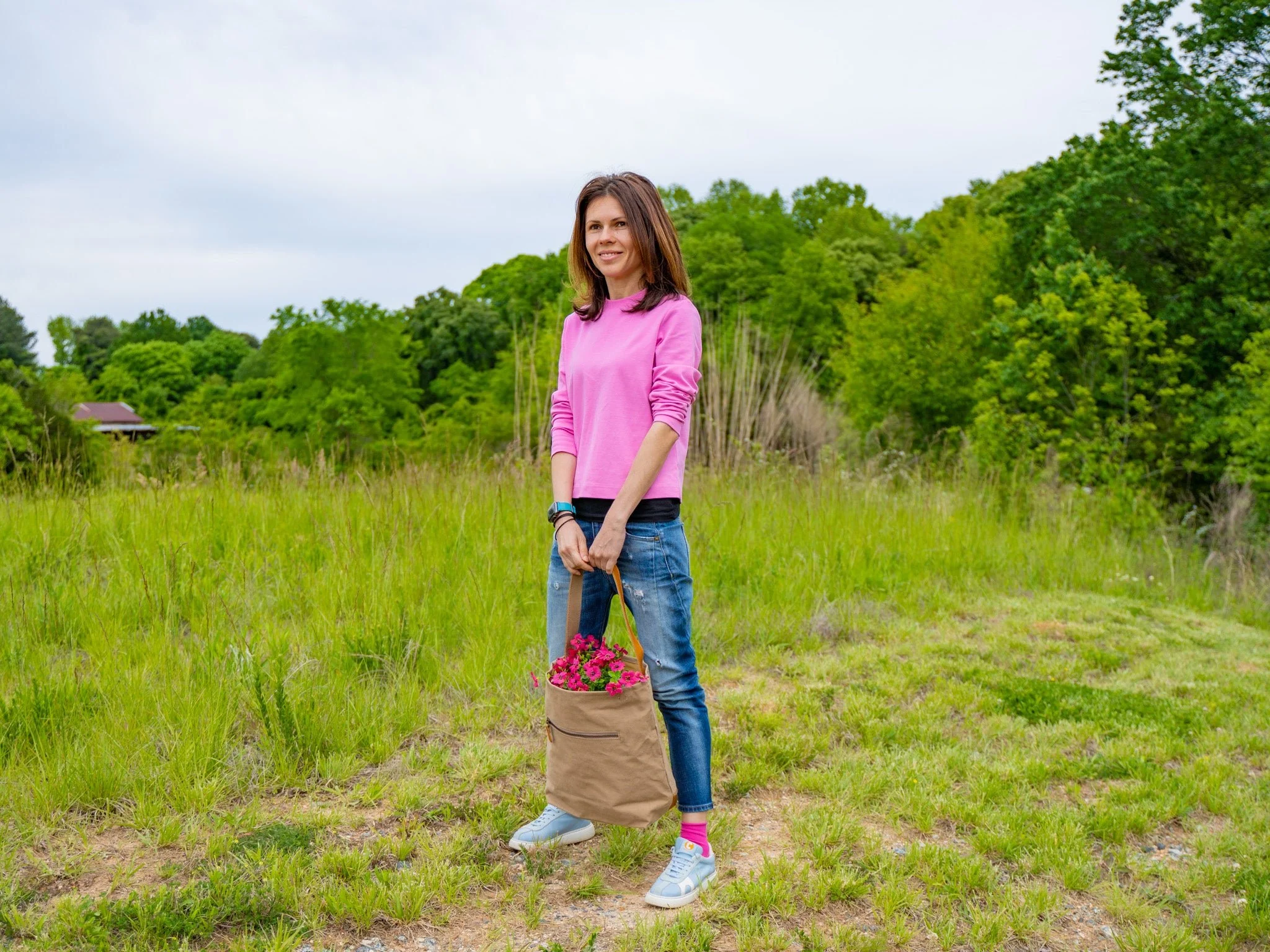 Canvas Bucket Tote Bag - Camel - Image 3