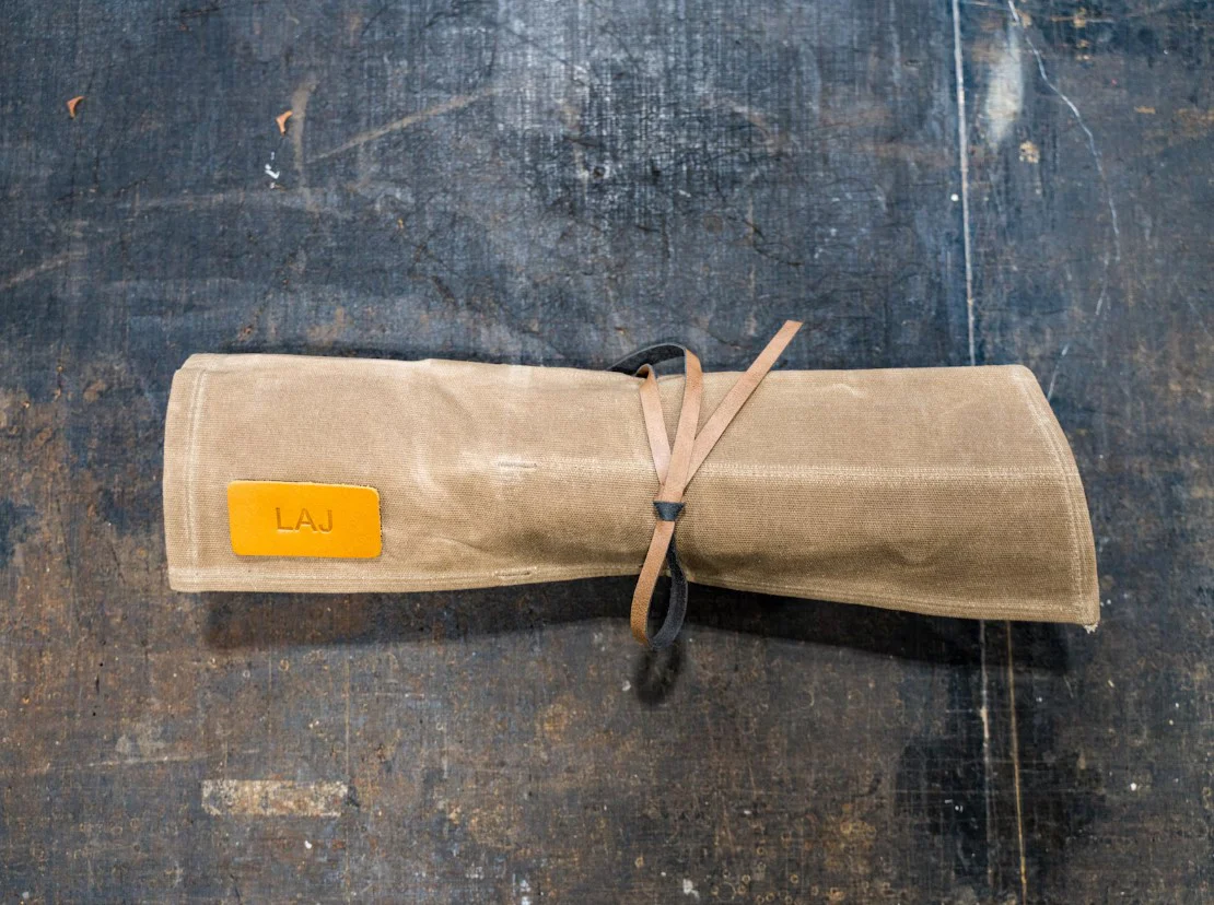 Waxed Canvas Tool Roll 14 slots - Camel - Image 2