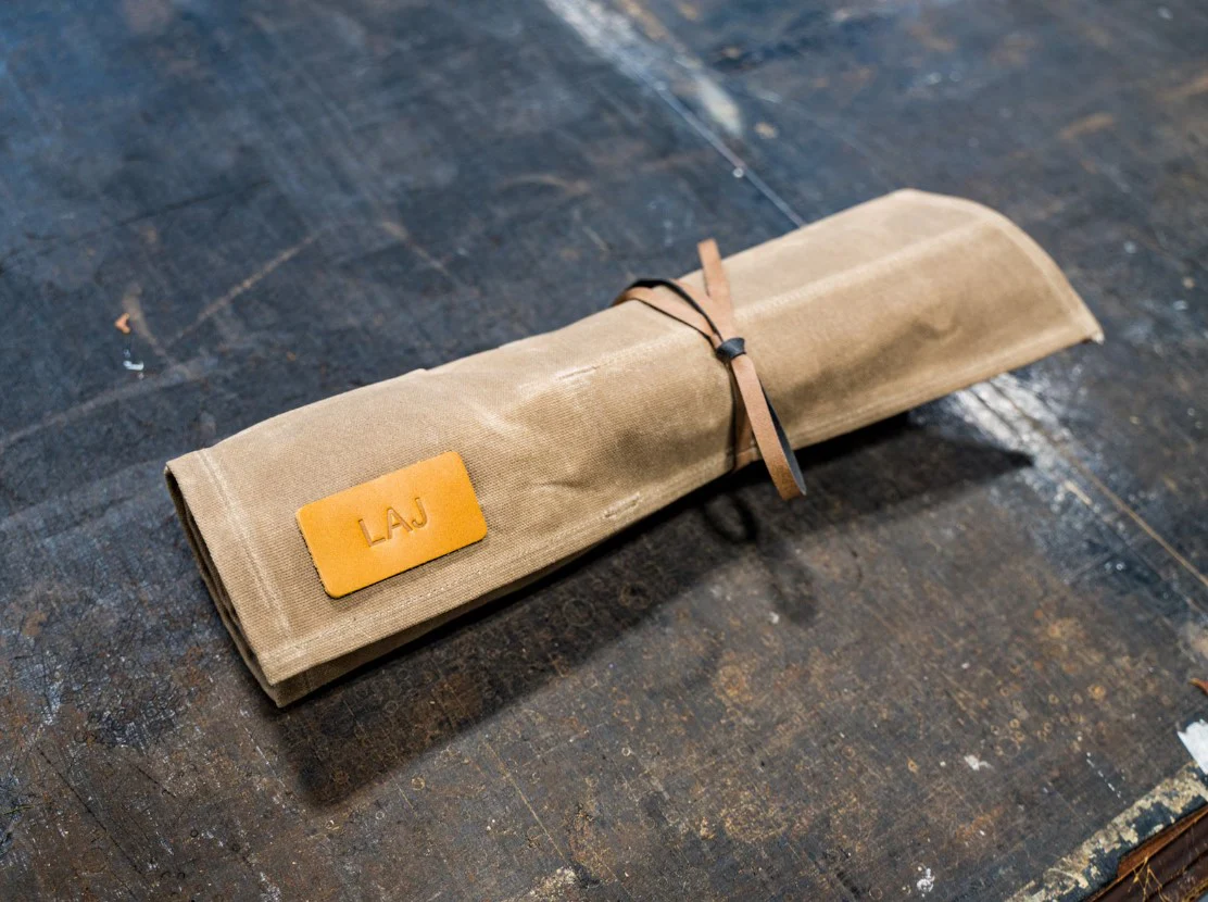 Waxed Canvas Tool Roll 14 slots - Camel - Image 3