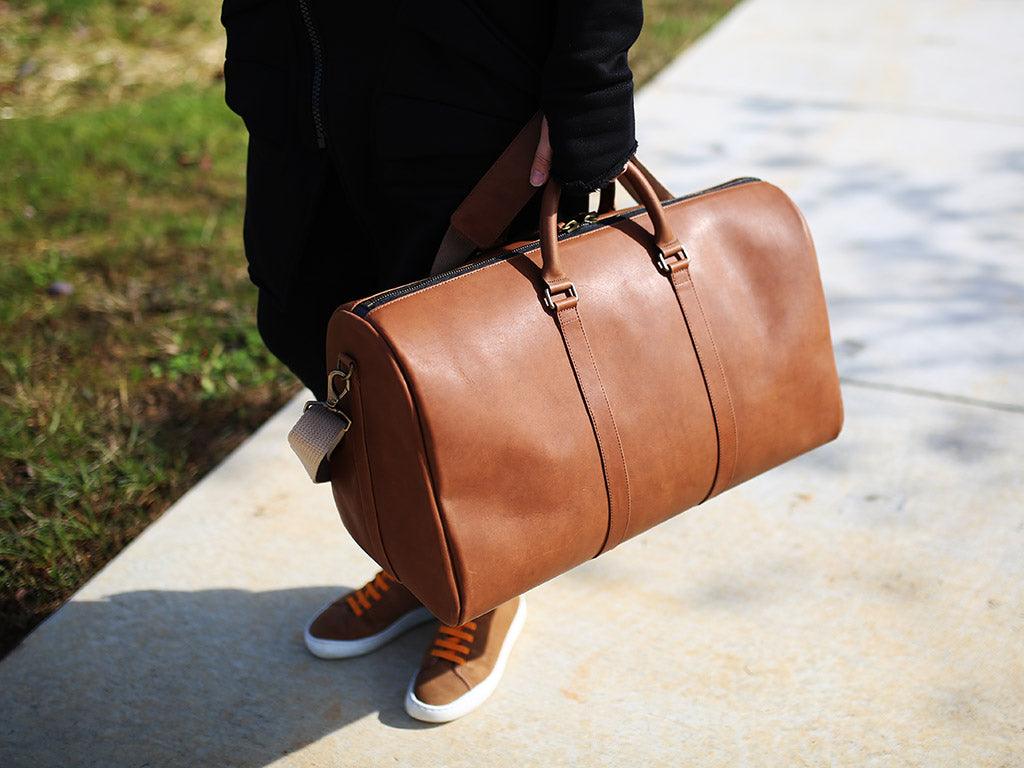Cappuccino Leather Duffle Bag