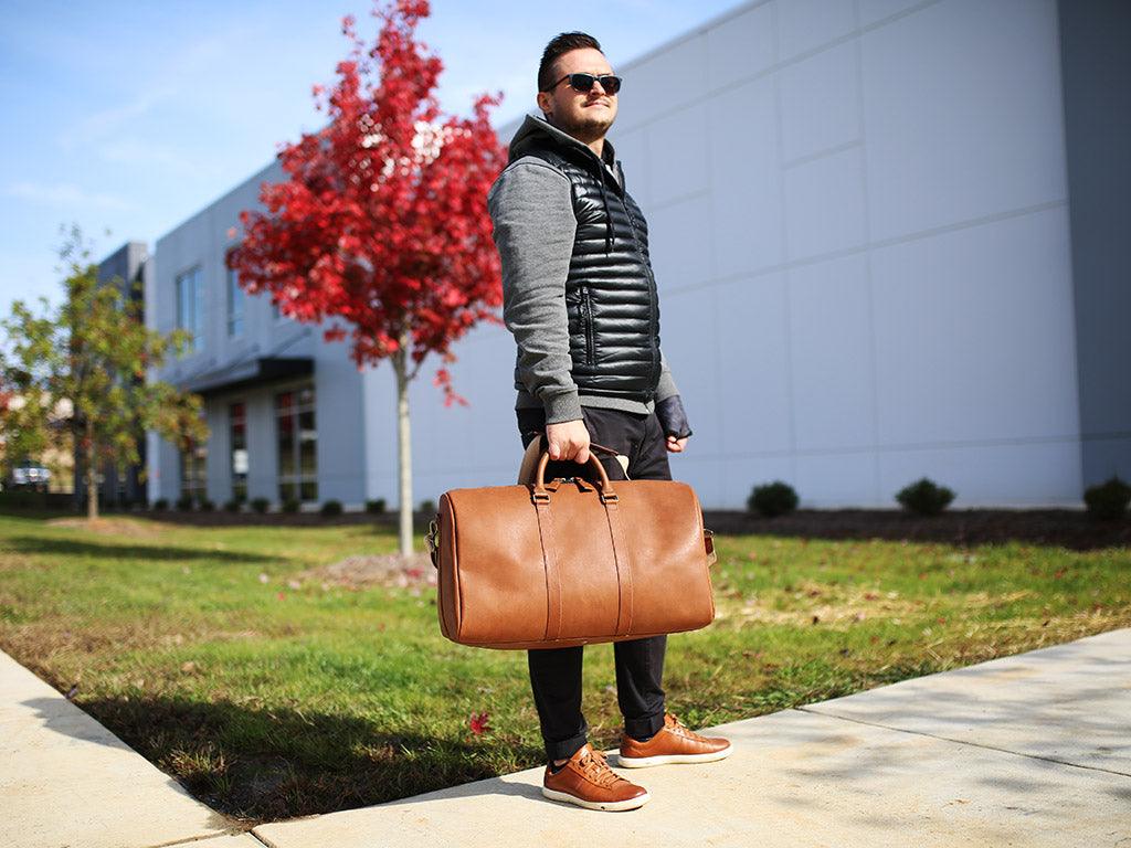Cappuccino Leather Duffle Bag - Image 4
