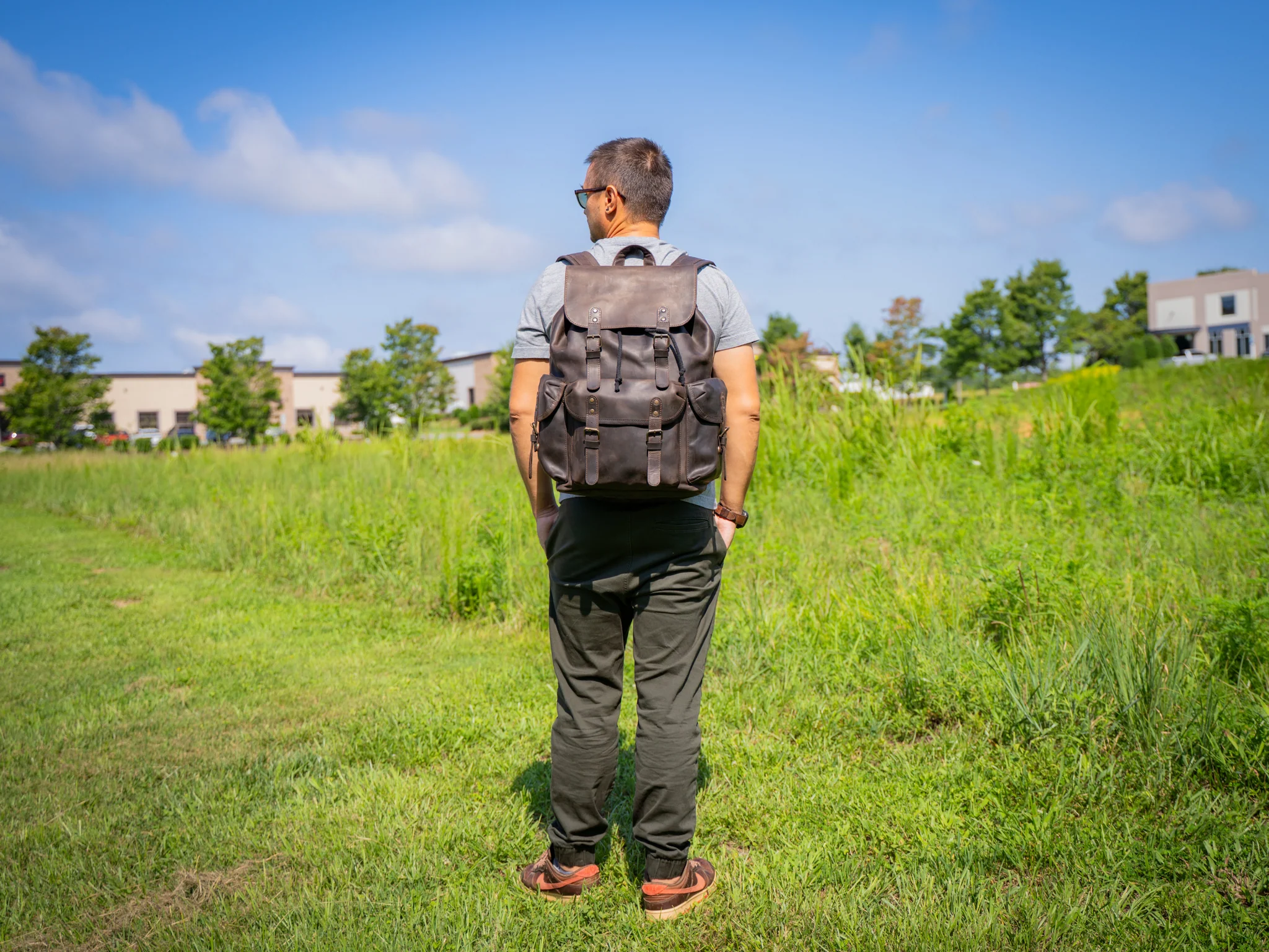 Crazy Horse Leather Backpack Adventure for Man - Brown Nut - Image 2