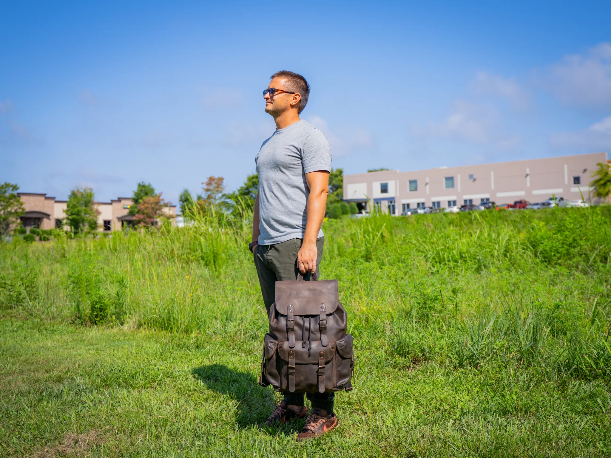 Crazy Horse Leather Backpack Adventure for Man - Brown Nut - Image 3