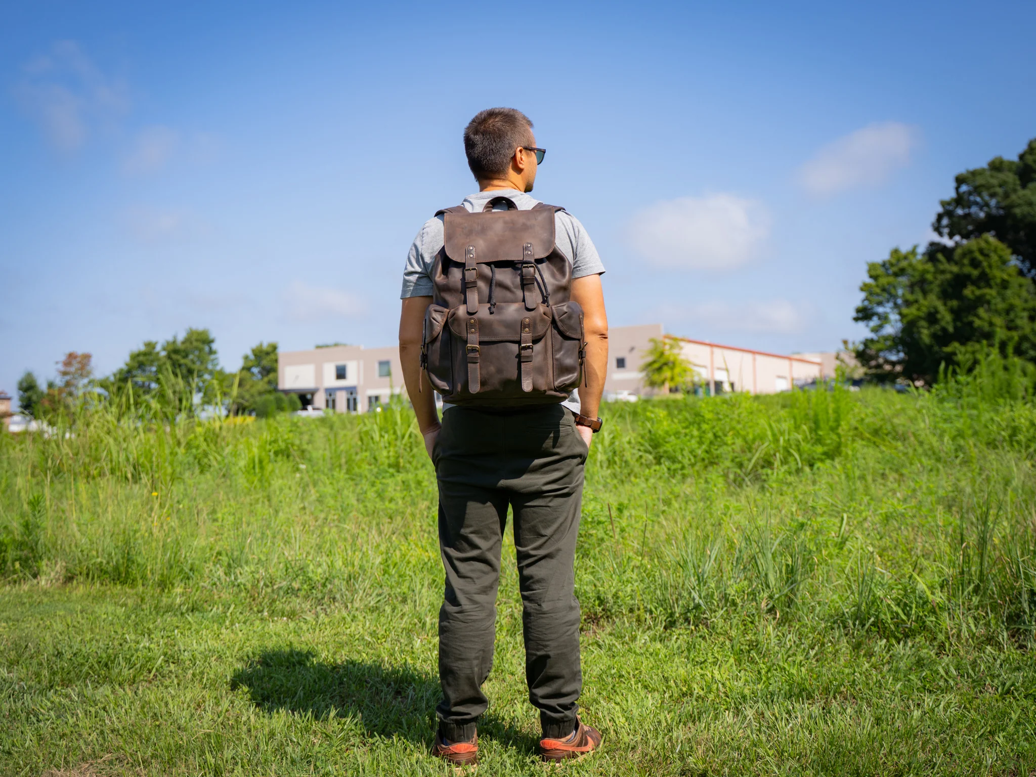 Crazy Horse Leather Backpack Adventure for Man - Brown Nut - Image 4