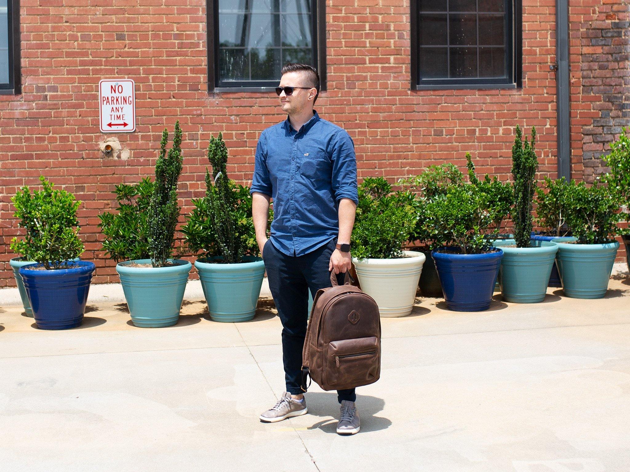 Brown Leather Backpack - City - Image 3