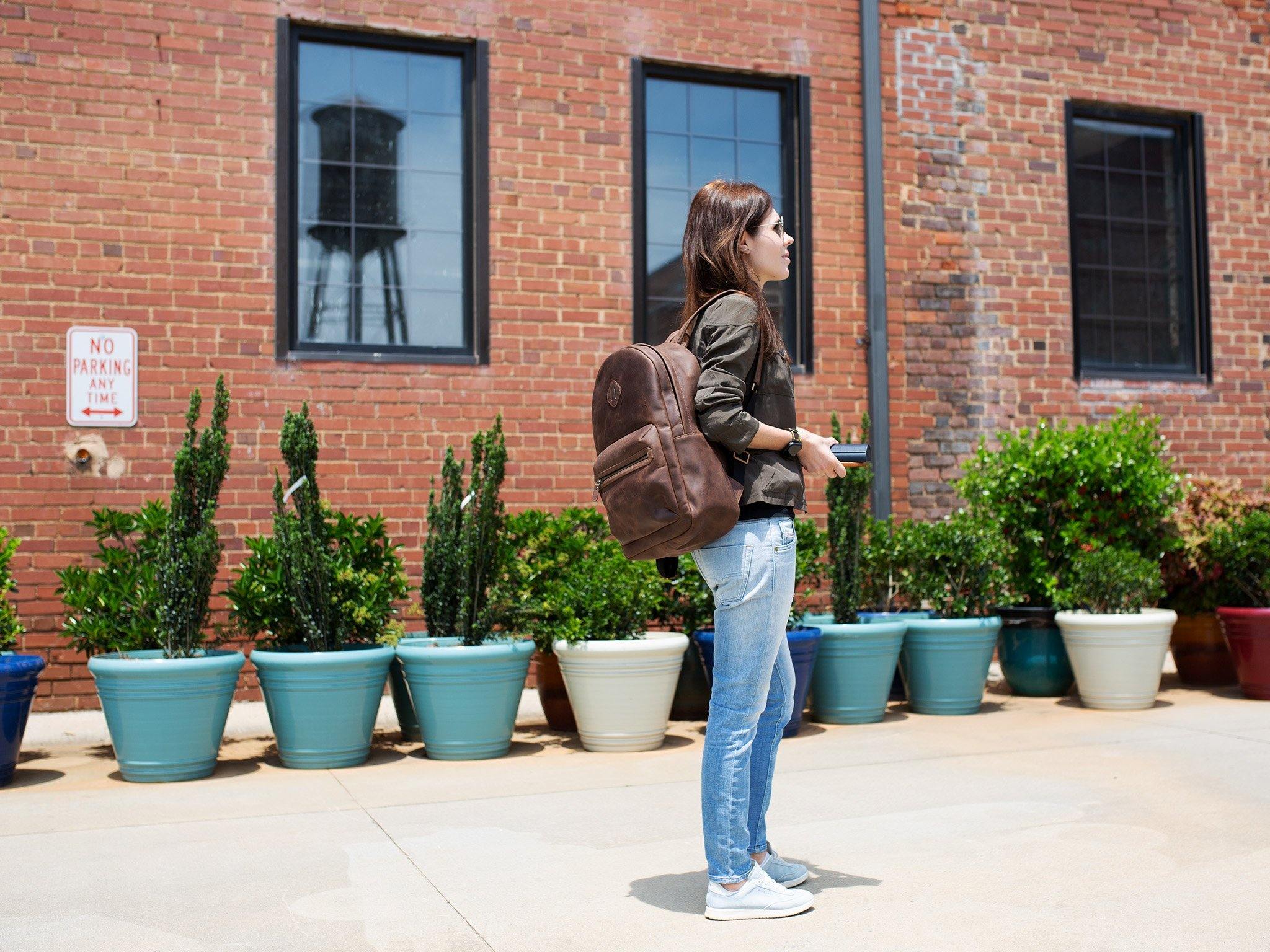 Brown Leather Backpack - City - Image 4