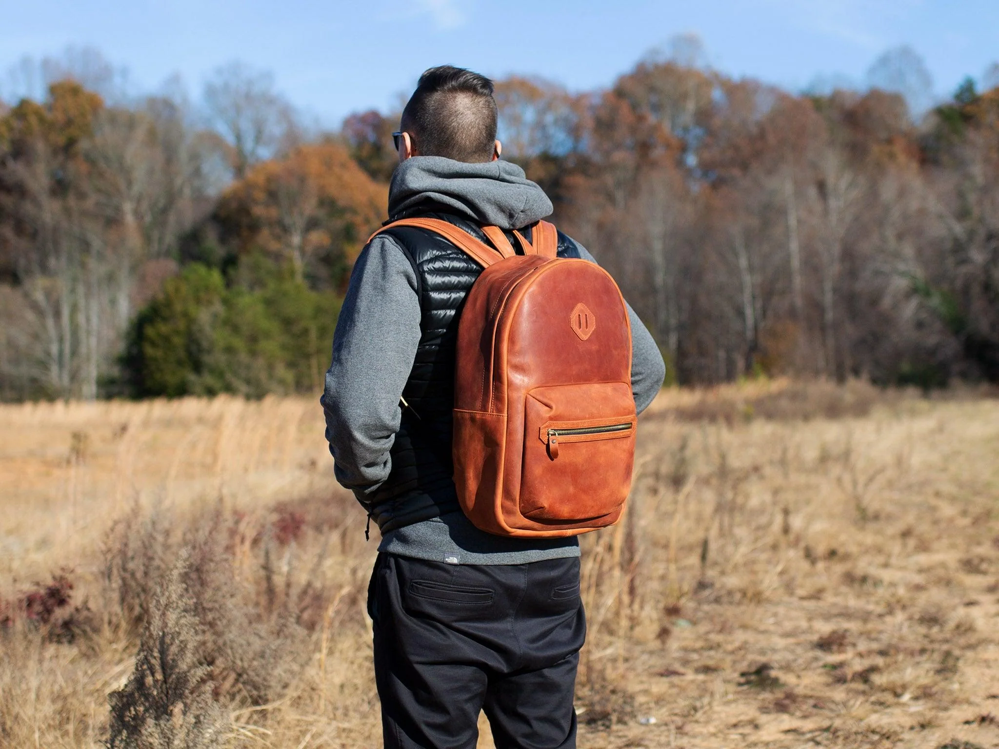 Crazy Horse Leather Backpack City - Chocolate - Image 2