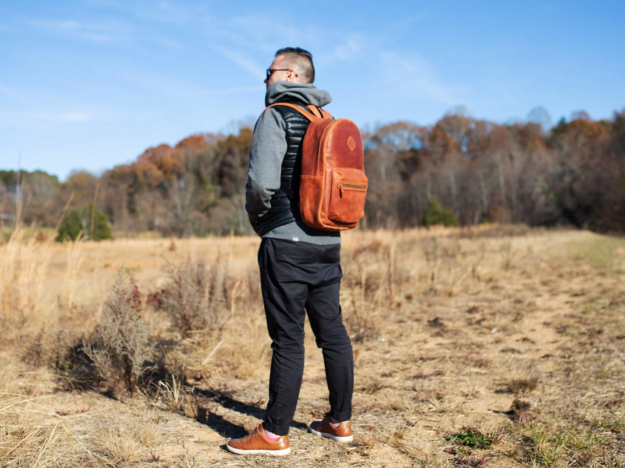 Crazy Horse Leather Backpack City - Chocolate - Image 3