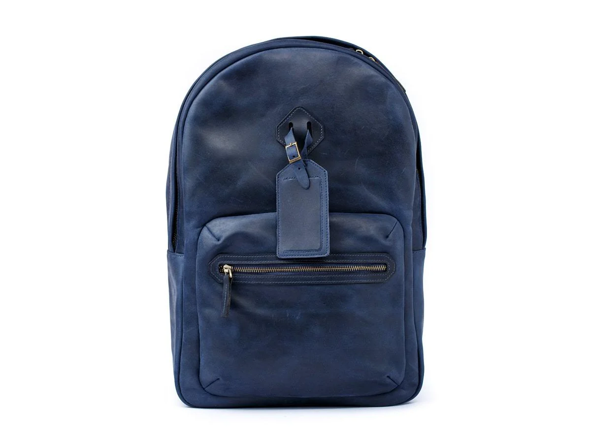 Men's Crazy Horse Leather Backpack City - Navy - Image 3