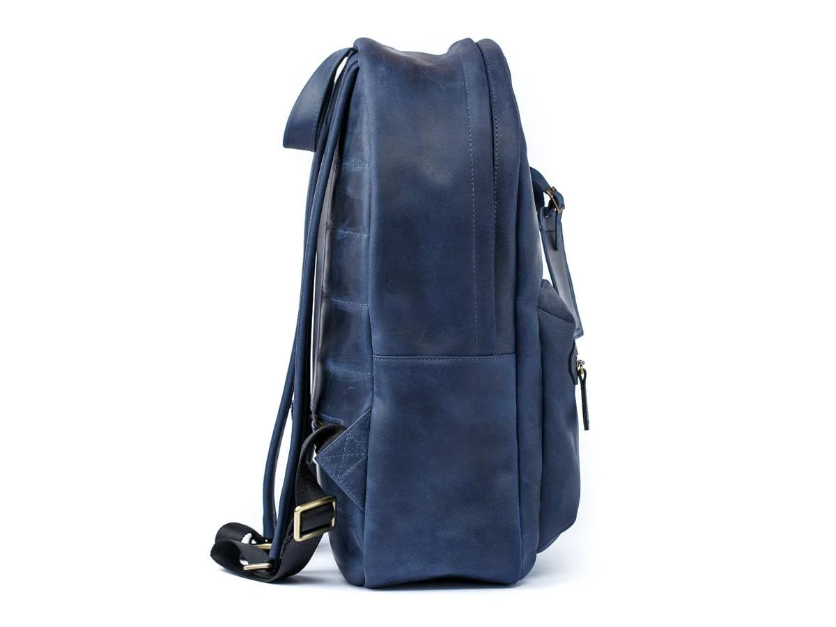 Men's Crazy Horse Leather Backpack City - Navy - Image 4