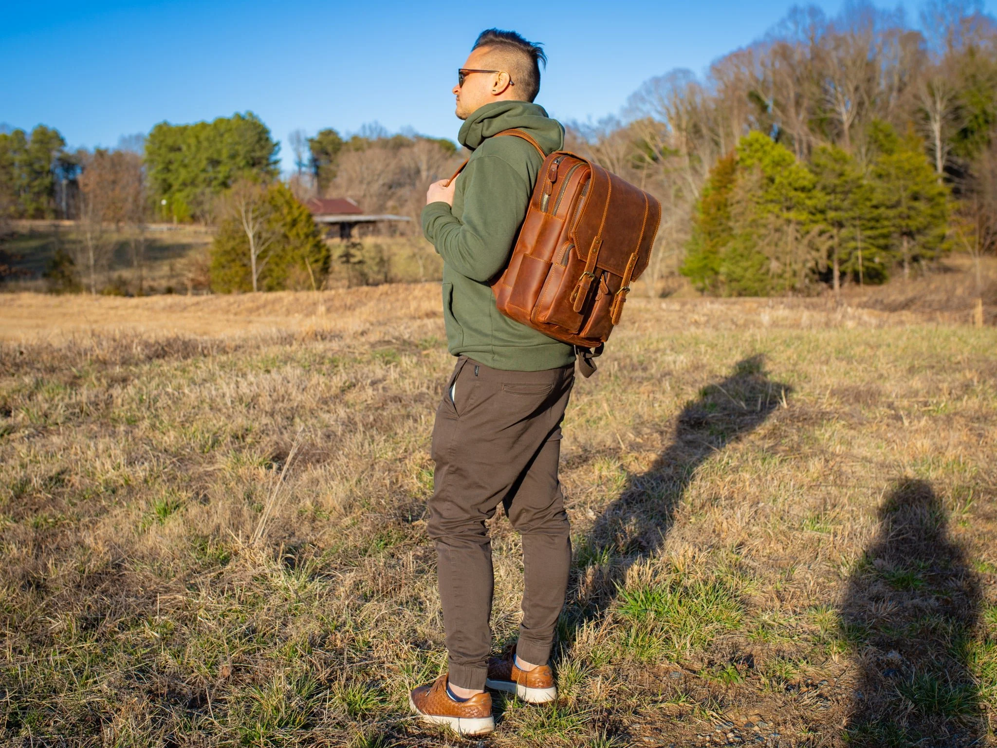 Crazy Horse Leather Backpack Voyager - Ginger - Image 5
