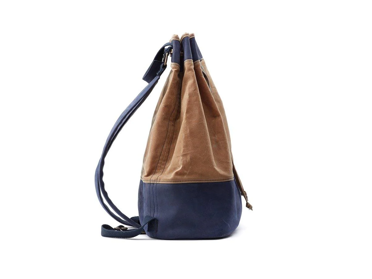 Crazy Horse Leather Bucket Backpack - Camel - Image 2