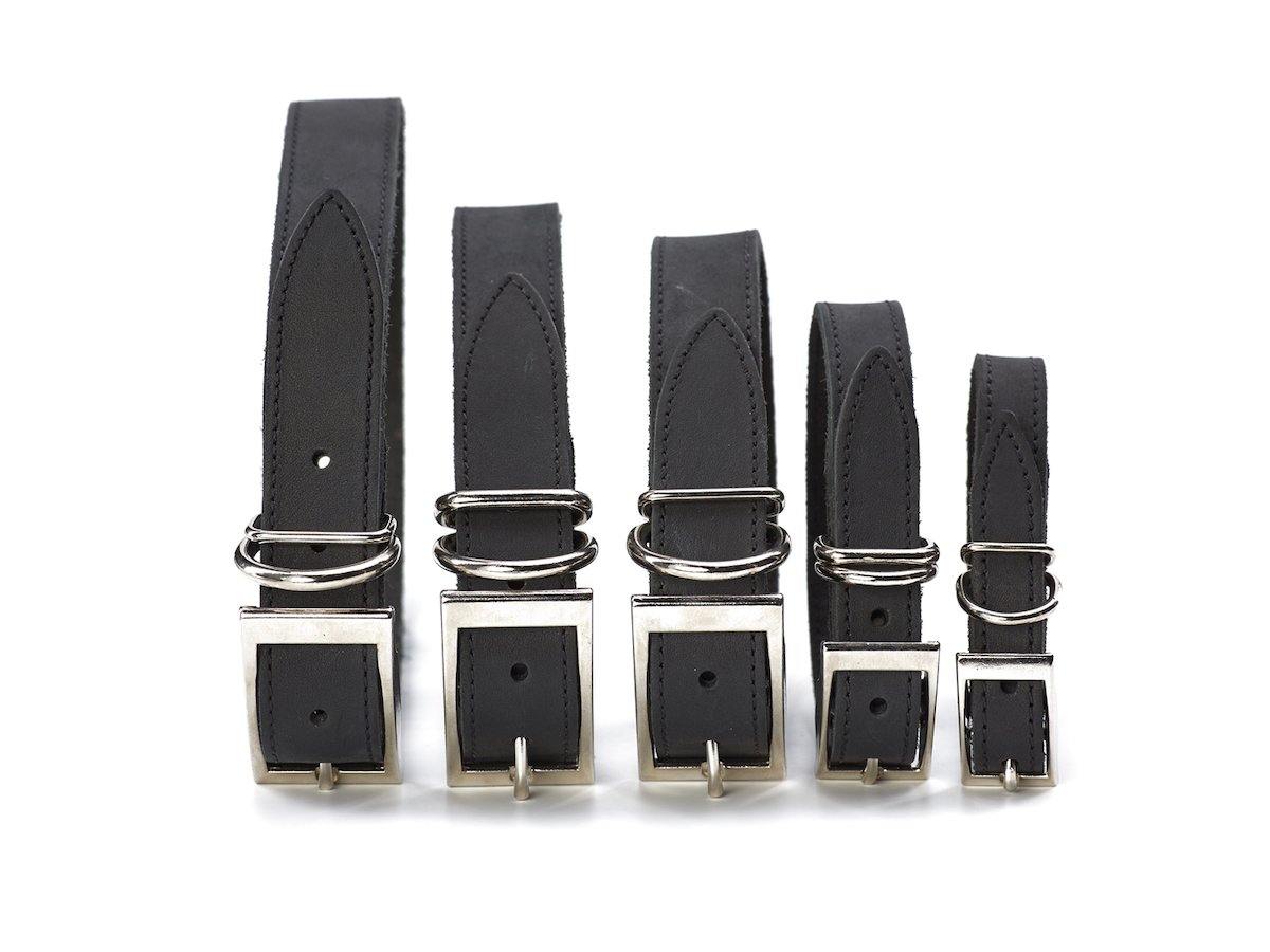 Crazy Horse Leather Dog Collar - Black - Image 3