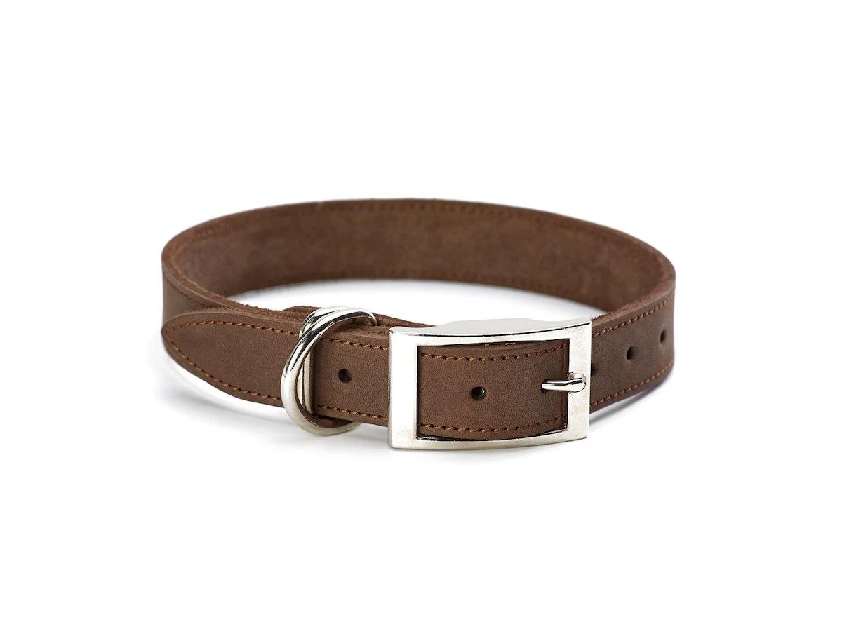 Crazy Horse Leather Dog Collar - Brown - Image 2