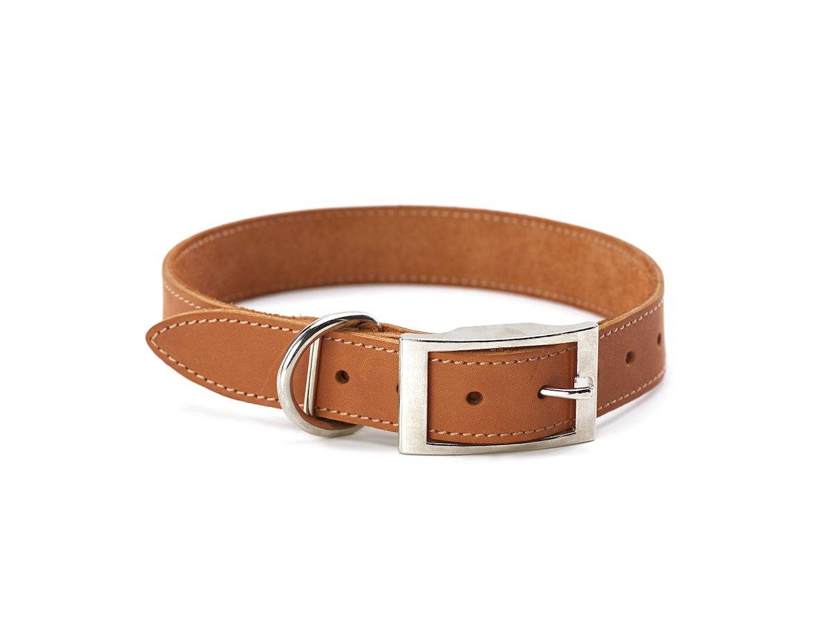Crazy Horse Leather Dog Collar - Wheat - Image 2