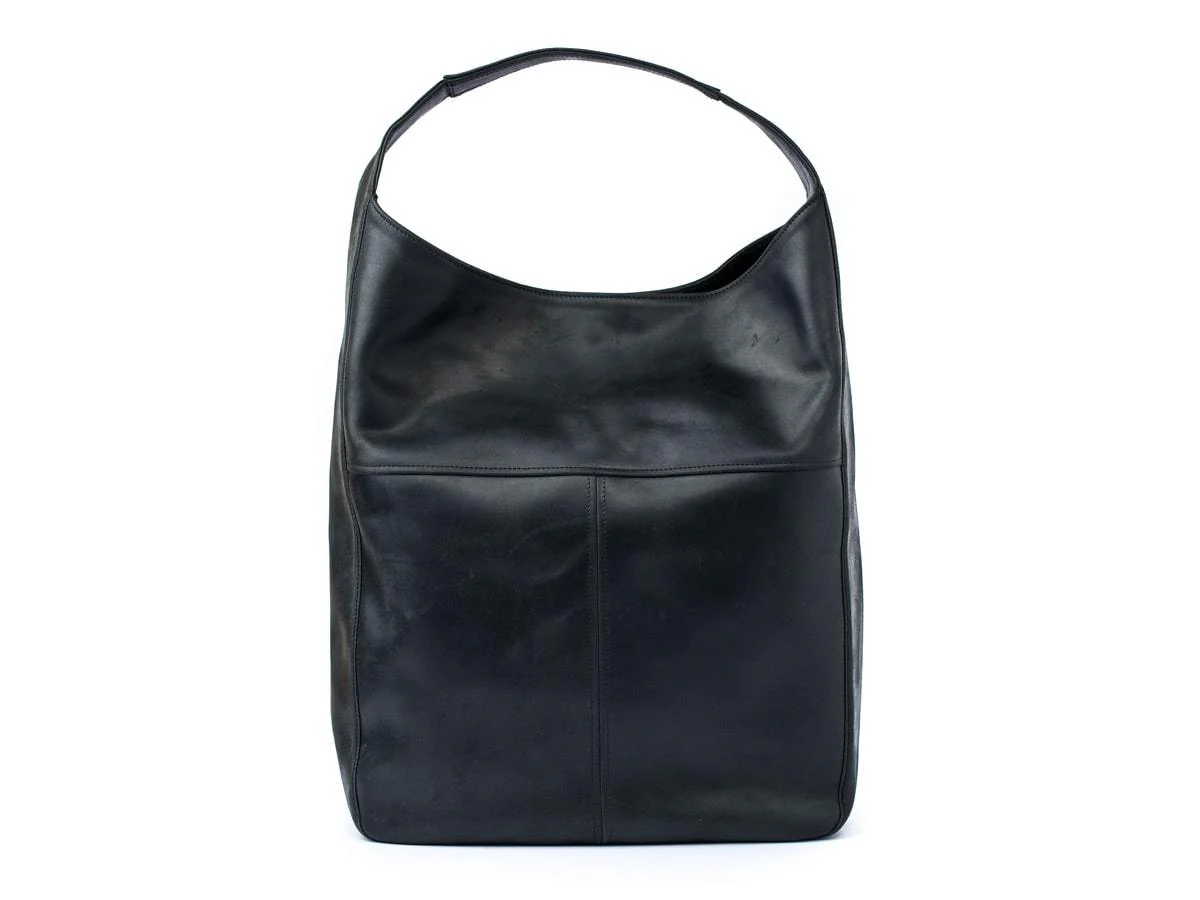 Crazy Horse Leather Hobo Bag - Black - Image 2