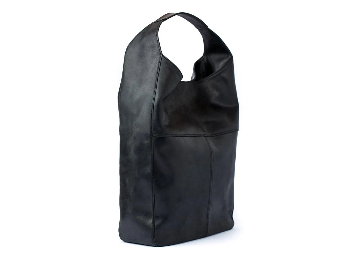 Crazy Horse Leather Hobo Bag - Black - Image 3
