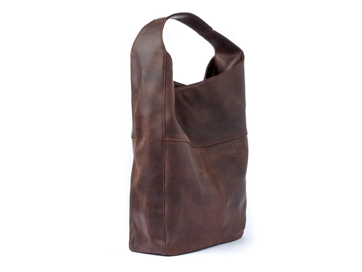 Crazy Horse Leather Hobo Bag - Brown - Image 2