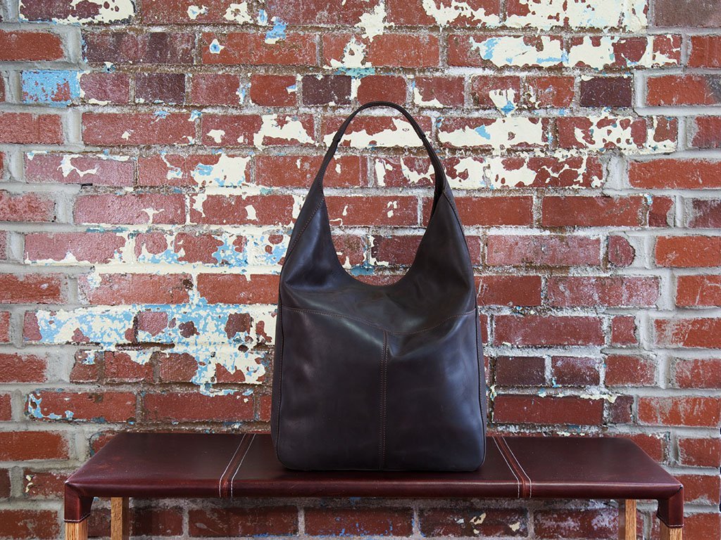 Crazy Horse Leather Hobo Bag - Brown - Image 4